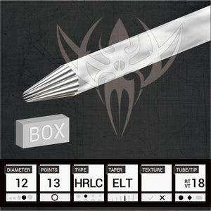 #12 Hollow Round Liner 3.5mm Taper — Precision Needles — Box of 50 Premade Sterilized Tattoo Needles