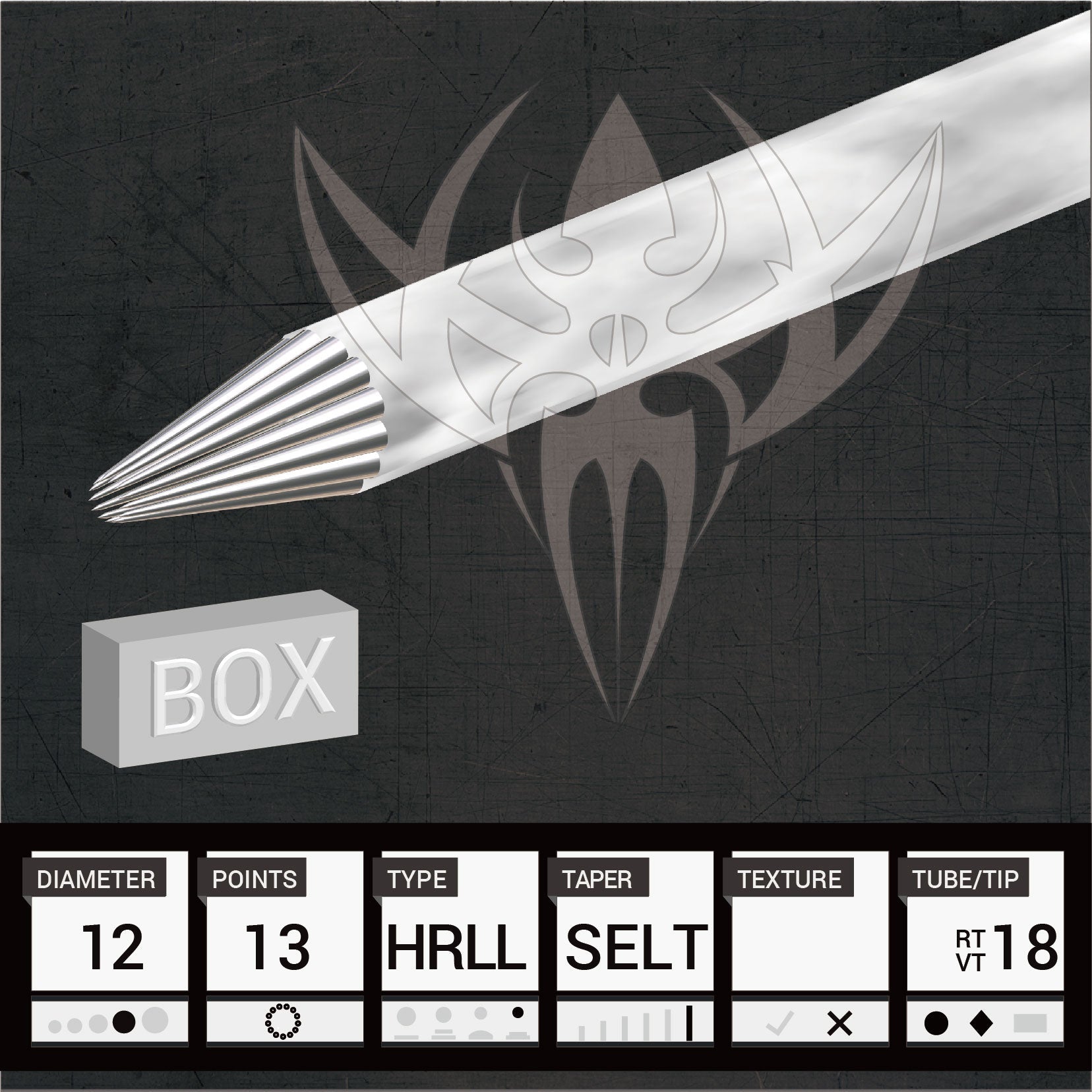 #12 Hollow Round Liner 6.0mm Taper — Precision Needles — Box of 50 Premade Sterilized Tattoo Needles