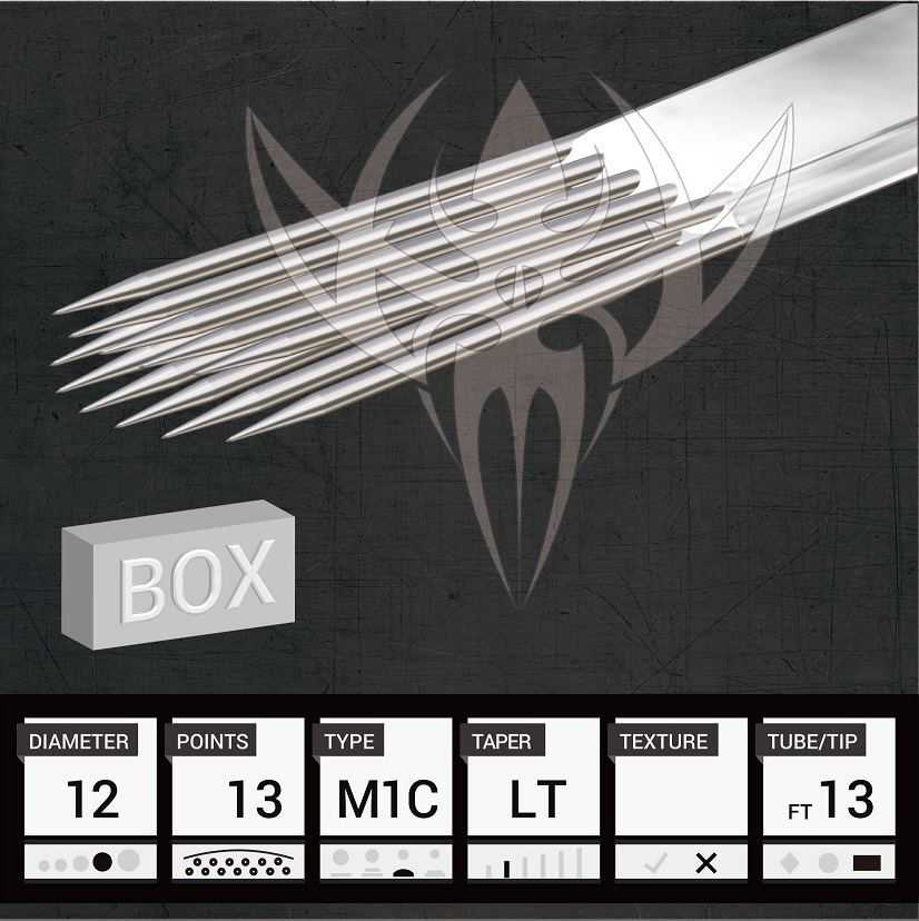 #12 Magnum Curved Weaved — Precision Needles — Box of 50 Premade Sterilized Tattoo Needles