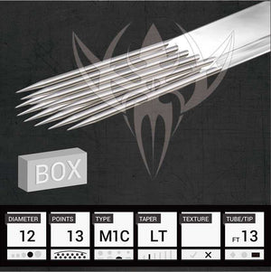 #12 Magnum Curved Weaved — Precision Needles — Box of 50 Premade Sterilized Tattoo Needles