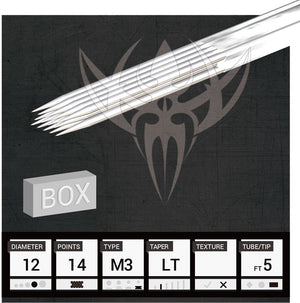 #12 Triple Stacked Magnum — Precision Needles — Box of 50 Premade Sterilized Tattoo Needles