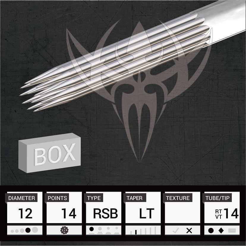 #12 Round Shader — Precision Needles — Box of 50 Premade Sterilized Tattoo Needles