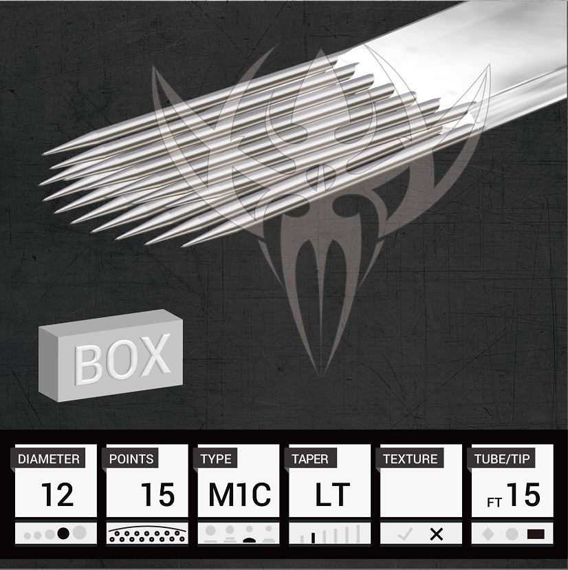 #12 Magnum Curved Weaved — Precision Needles — Box of 50 Premade Sterilized Tattoo Needles