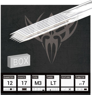 #12 Triple Stacked Magnum — Precision Needles — Box of 50 Premade Sterilized Tattoo Needles