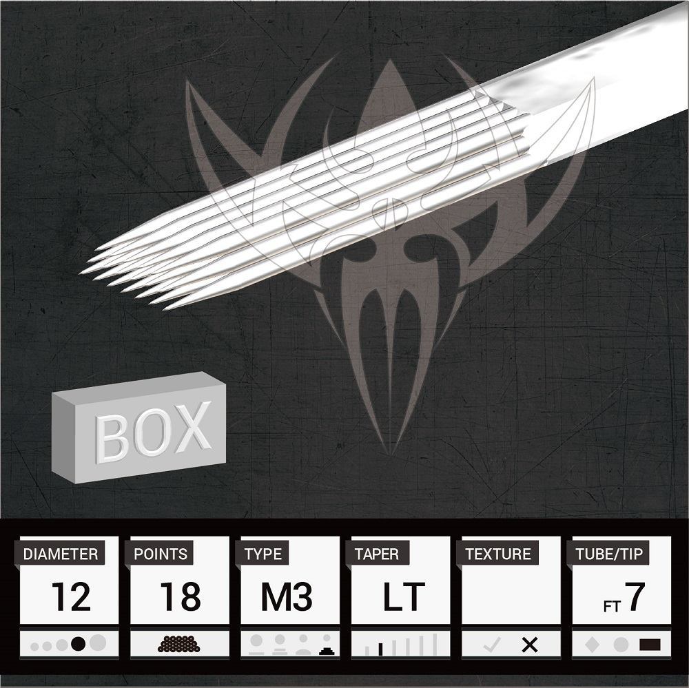 #12 Triple Stacked Magnum — Precision Needles — Box of 50 Premade Sterilized Tattoo Needles