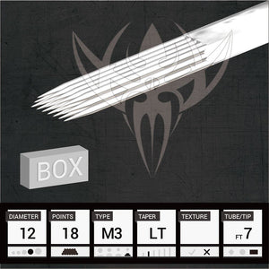 #12 Triple Stacked Magnum — Precision Needles — Box of 50 Premade Sterilized Tattoo Needles