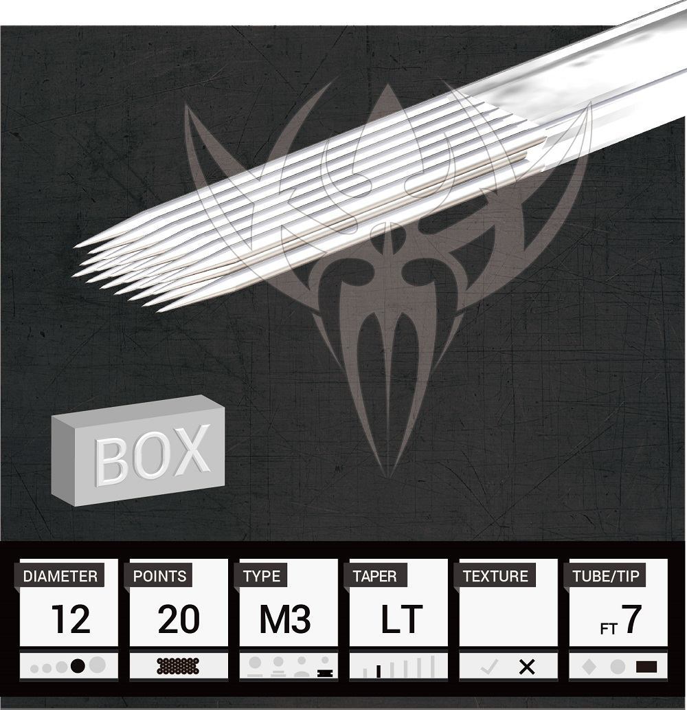 #12 Triple Stacked Magnum — Precision Needles — Box of 50 Premade Sterilized Tattoo Needles