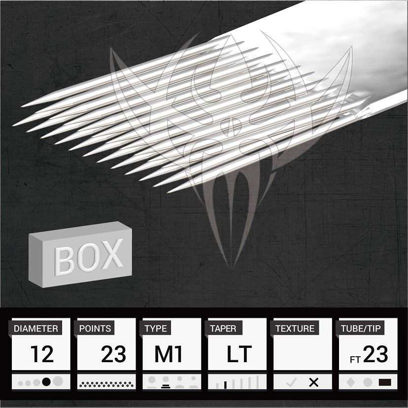 #12 Standard Magnum — Precision Needles — Box of 50 Premade Sterilized Tattoo Needles