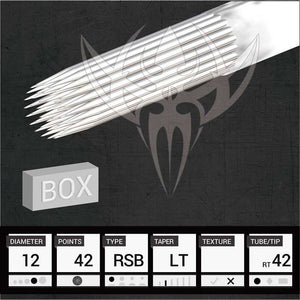#12 Round Shader — Precision Needles — Box of 50 Premade Sterilized Tattoo Needles