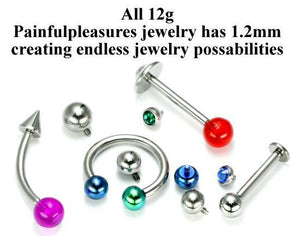 12g Internal Steel Bent Barbell — Price Per 1