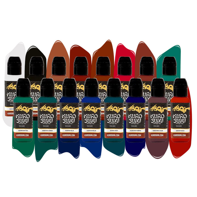 16 Color Primary Set #2 — Kuro Sumi Tattoo Ink — Pick Size