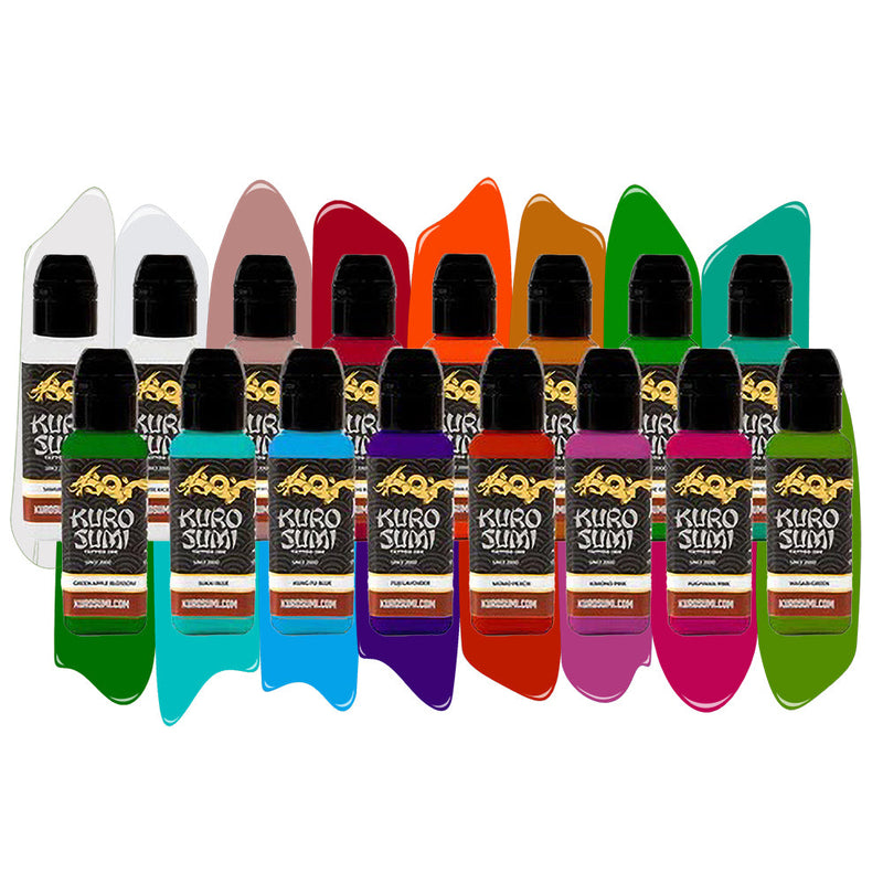 16 Color Primary Set #4 — Kuro Sumi Tattoo Ink — Pick Size