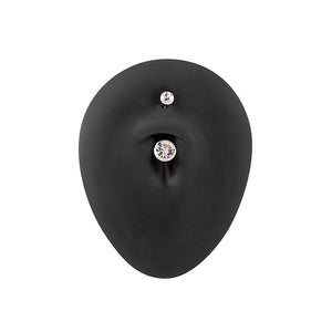 14g Double Jeweled Steel Belly Button Ring