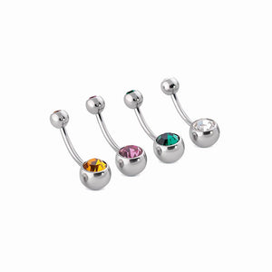 14g Double Jeweled Steel Belly Button Ring