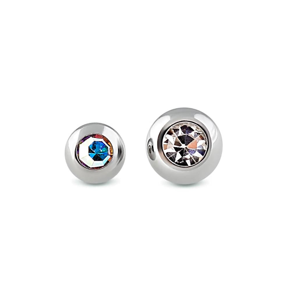 18g–16g Externally Threaded Bezel Set Jewel Replacement Ball — Price Per 1