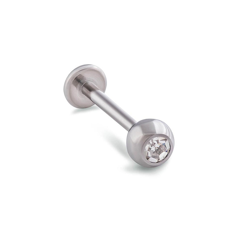External Bezel Set Gem Ball with Flat-Back Labret - Stainless Steel - Choose Size - Price Per 1