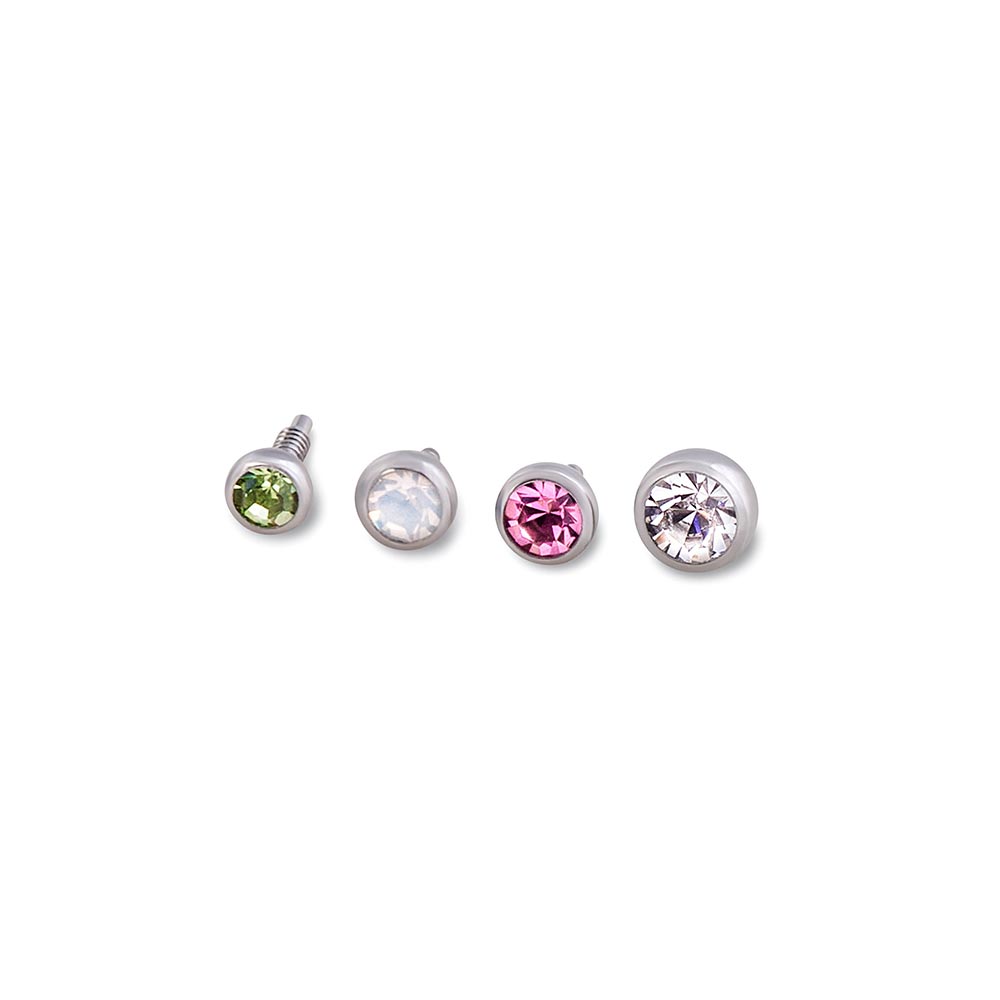 Internal Martini Bezel Set Gem with UFO Back Labret — Stainless Steel — Choose Size — Price Per 1