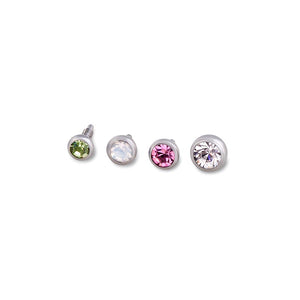 Internal Martini Bezel Set Gem with UFO Back Labret — Stainless Steel — Choose Size — Price Per 1