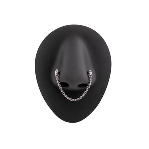 20g 1/4” Rhodium Plated Star and Moon Nose Bones with Chain