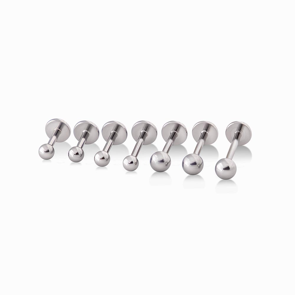 16g Internal Flat Back Disc Steel Labret Stud — Price Per 1
