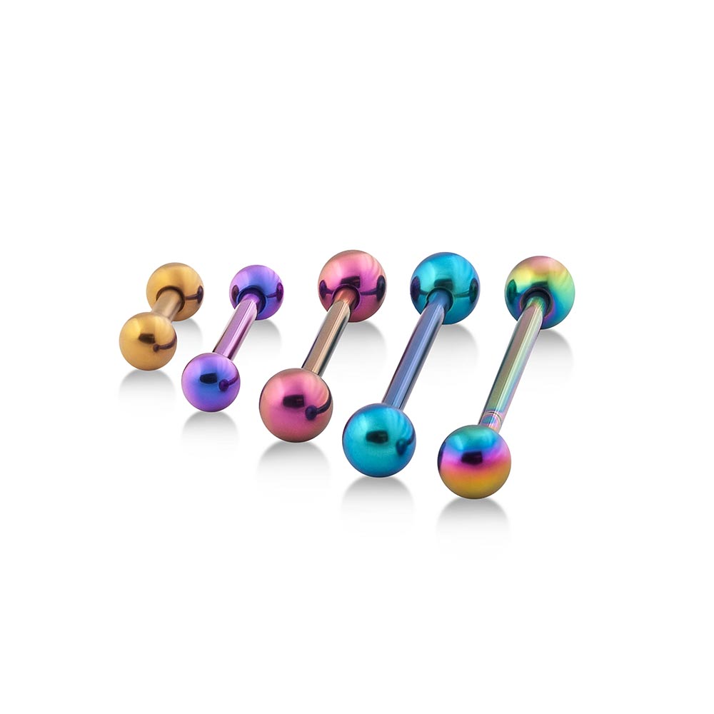 14g Titanium Straight Barbell — 18 Colors — Price Per 1