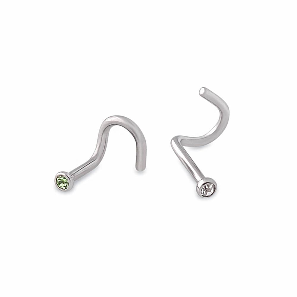 18g Bezel Set Jeweled Martini Glass Nose Screw — Price Per 1