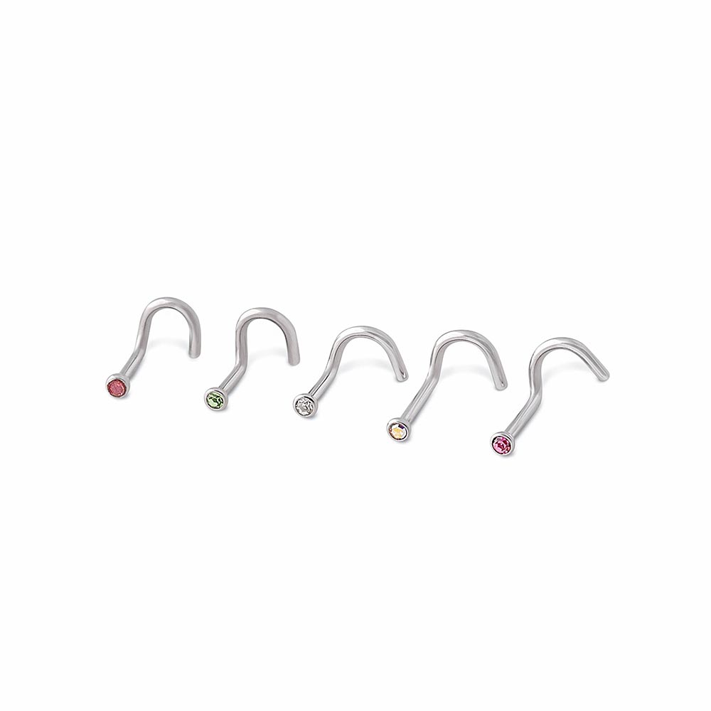 18g Bezel Set Jeweled Martini Glass Nose Screw — Price Per 1