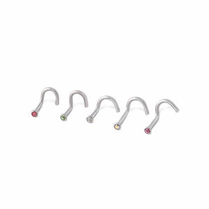 18g Bezel Set Jeweled Martini Glass Nose Screw — Price Per 1