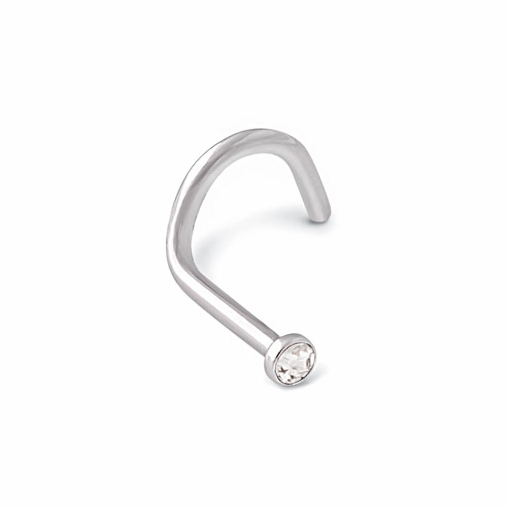 18g Bezel Set Jeweled Flat Head Nose Screw — Price Per 1