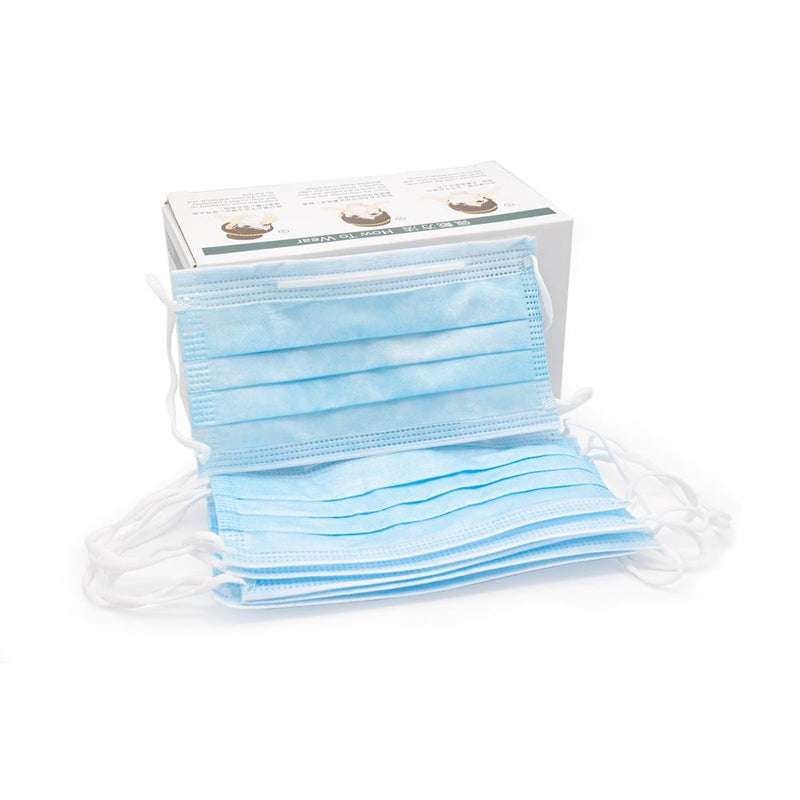 Disposable Face Masks — Box of 50 — Blue or Black