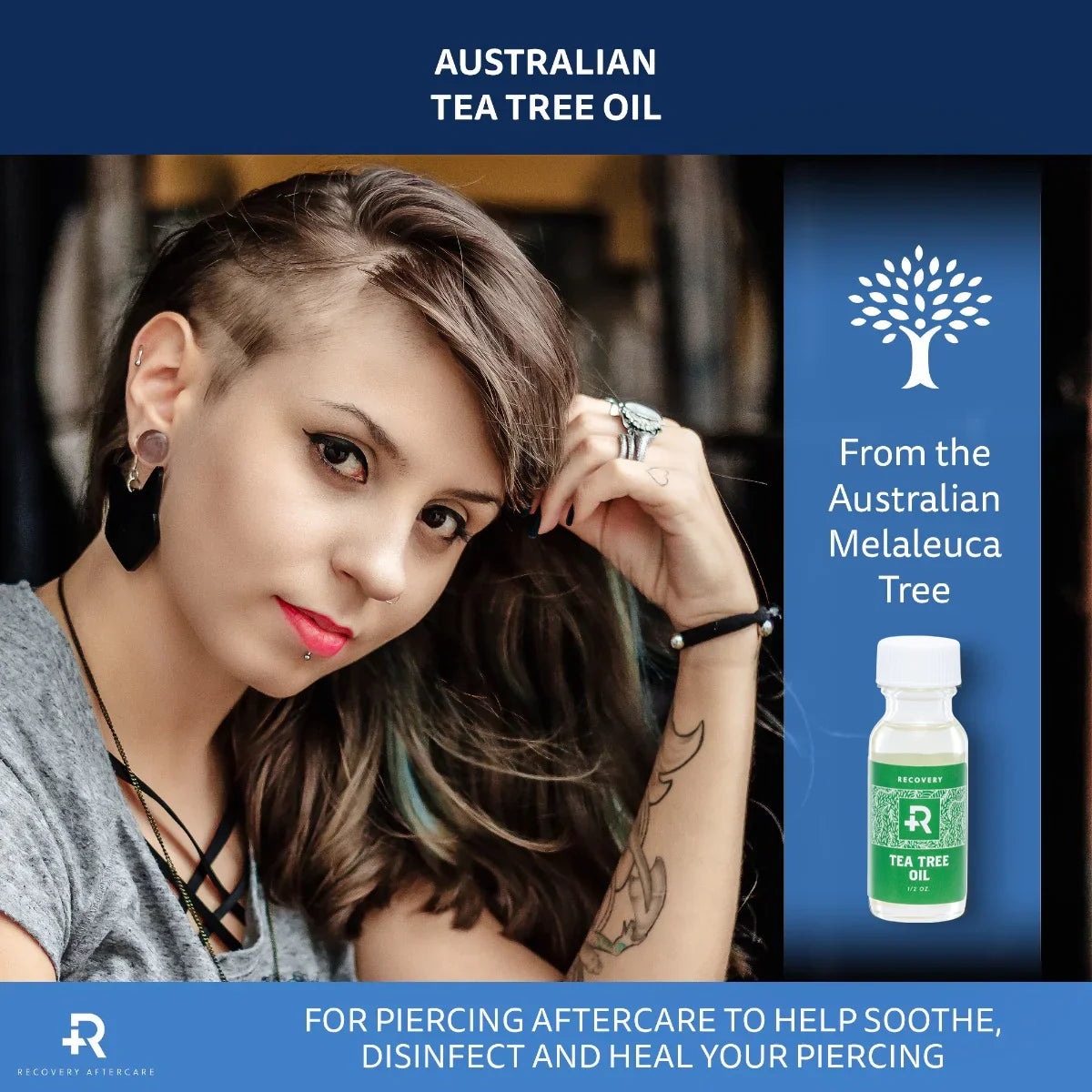 Recovery Aftercare Sea Salt and Tea Tree Oil Combo — Piercing Aftercare System