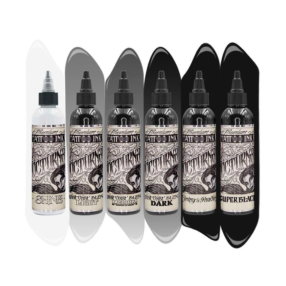 Nocturnal Full Set of 6 Bottles — 4oz — Nocturnal Tattoo Ink