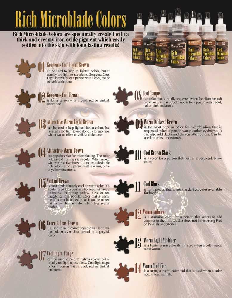 Rich Microblade Colors — 1/2oz Bottle — Permanent Makeup Pigment — Pick Your Color