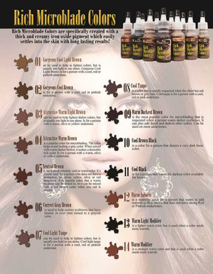 Rich Microblade Colors — 1/2oz Bottle — Permanent Makeup Pigment — Pick Your Color