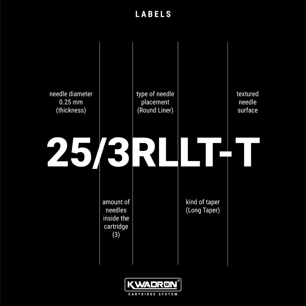 Kwadron Cartridge Tattoo Needles (Box of 20) - Long Taper