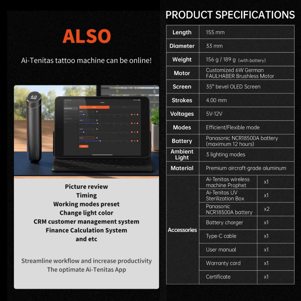 AI Tenitas Prophet Wireless Tattoo Machine