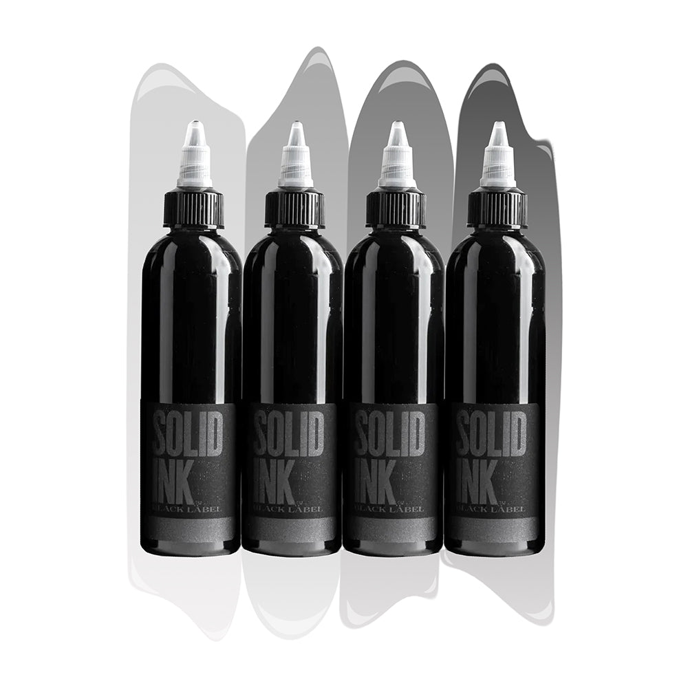 Black Label 4 Bottle Grey Wash Set — Solid Ink — 1oz Bottles