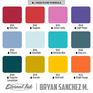 Bryan Sanchez M. Watercolor Ink Set of 12 — 1oz Bottles — Eternal Tattoo Ink