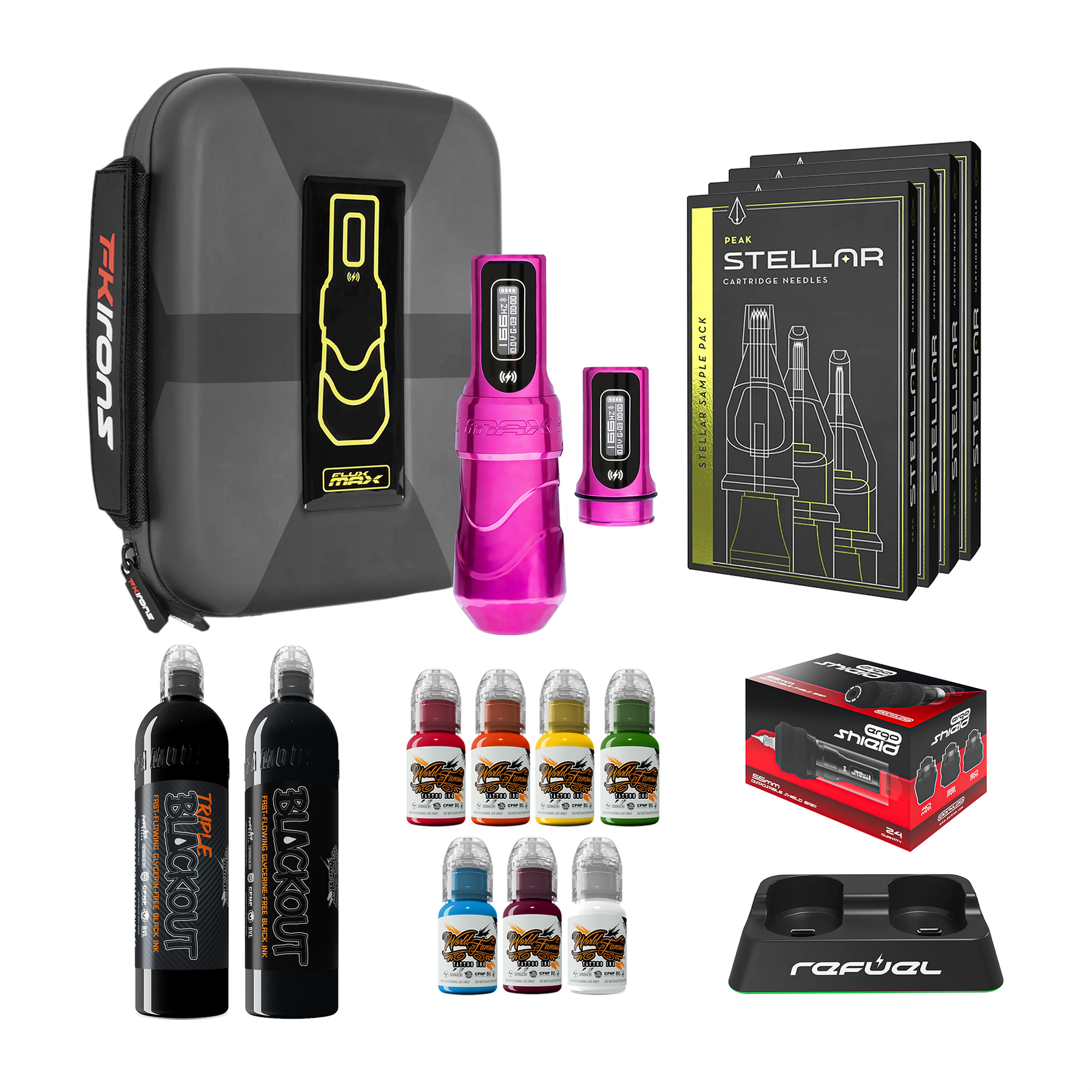 FK Irons Flux Max Pro Bundle With PowerBolt Batteries – Pick Color and Stroke Length