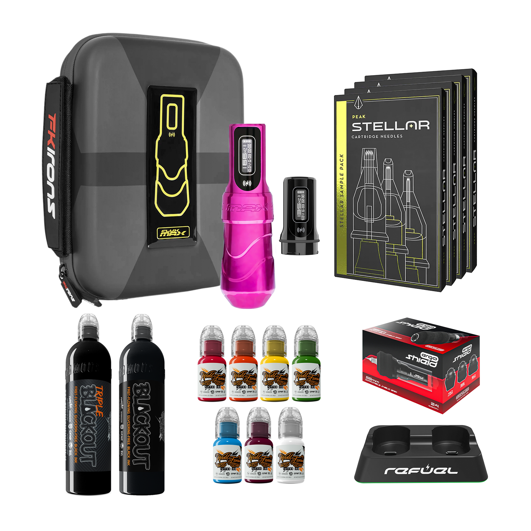 FK Irons Flux Max Pro Bundle With PowerBolt Batteries – Pick Color and Stroke Length