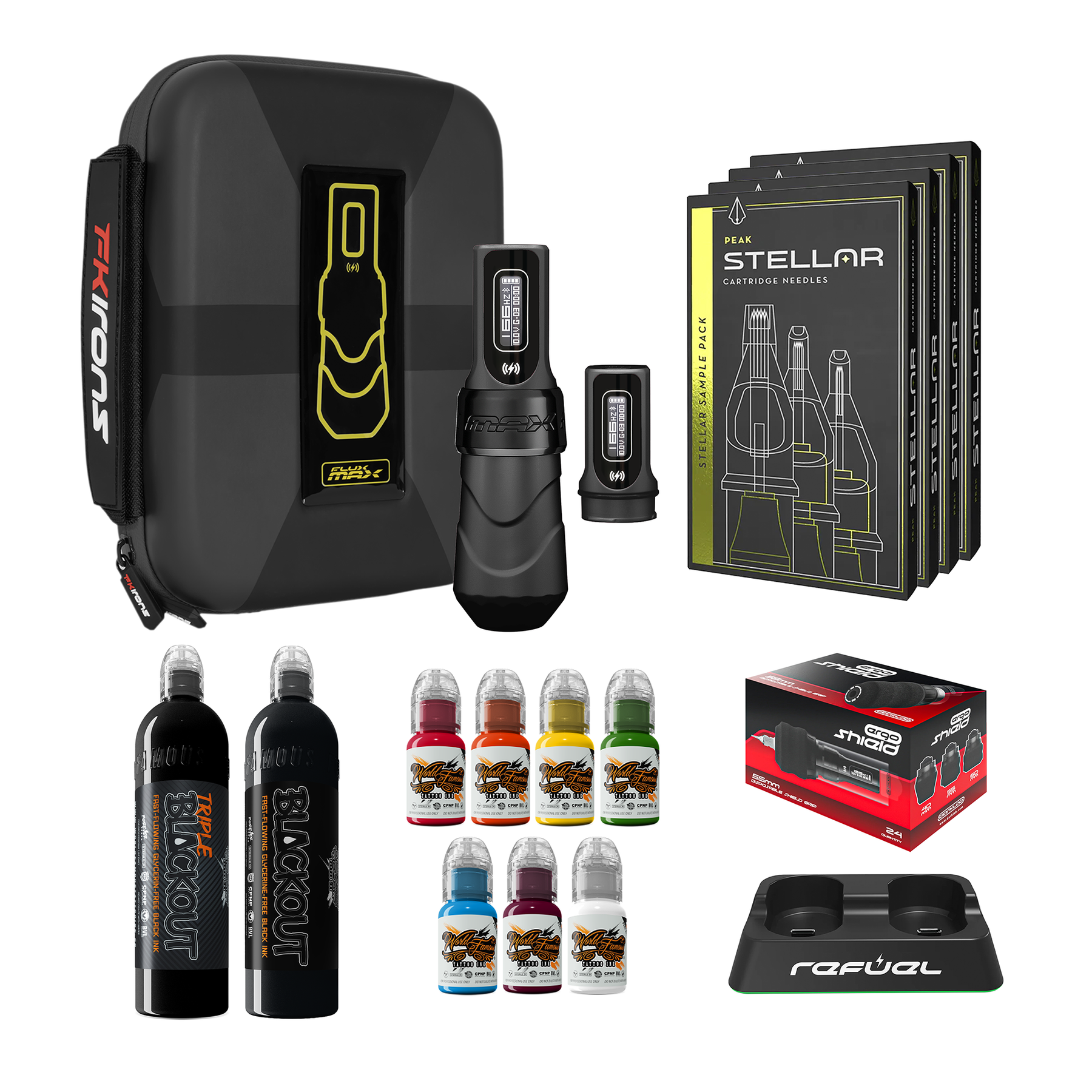 FK Irons Flux Max Pro Bundle With PowerBolt Batteries – Pick Color and Stroke Length
