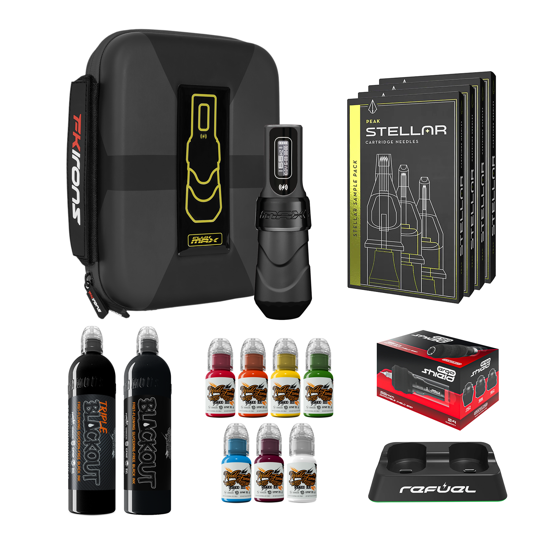 FK Irons Flux Max Pro Bundle With PowerBolt Batteries – Pick Color and Stroke Length