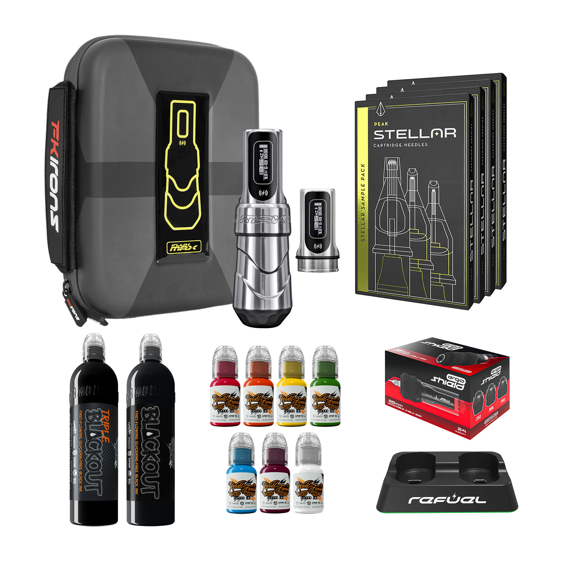 FK Irons Flux Max Pro Bundle With PowerBolt Batteries – Pick Color and Stroke Length