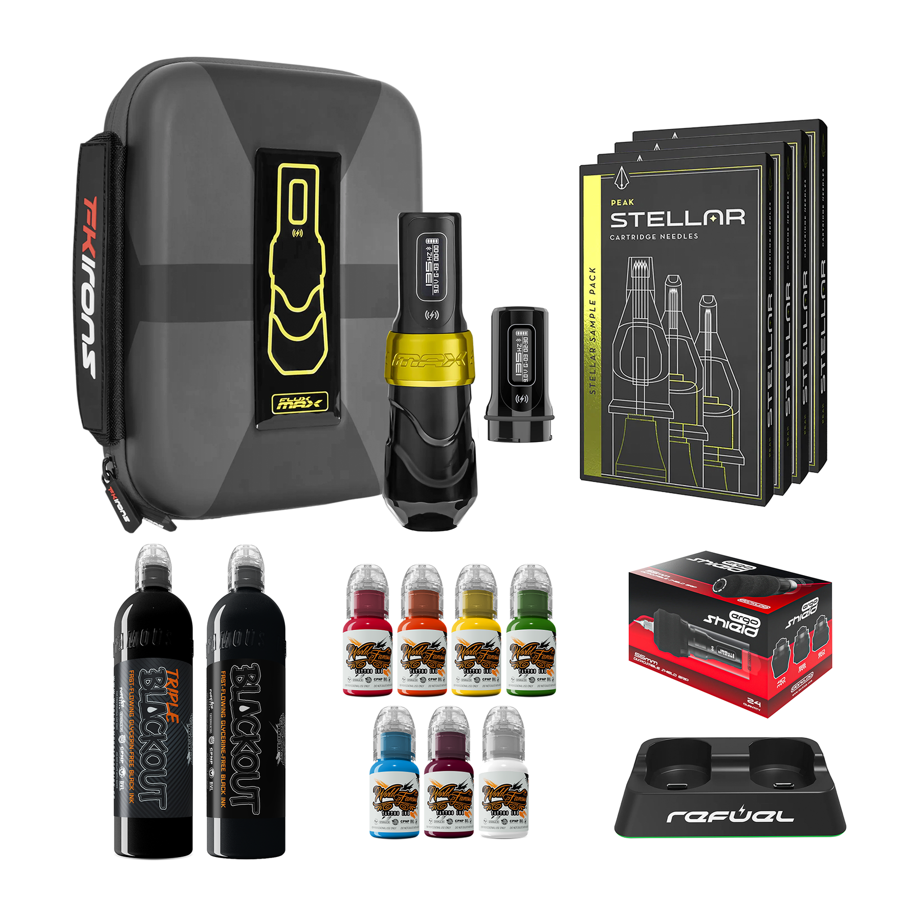 FK Irons Flux Max Pro Bundle With PowerBolt Batteries – Pick Color and Stroke Length