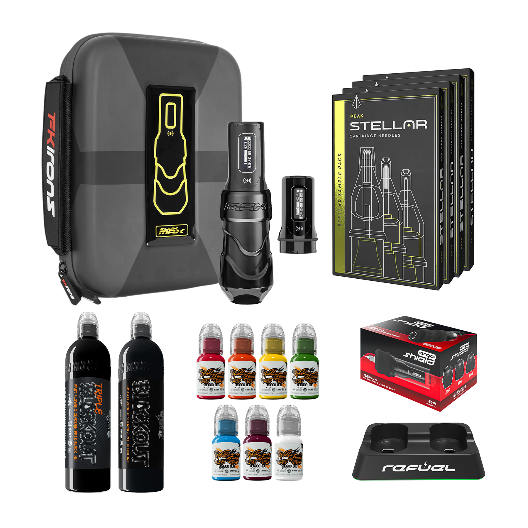 FK Irons Flux Max Pro Bundle With PowerBolt Batteries – Pick Color and Stroke Length