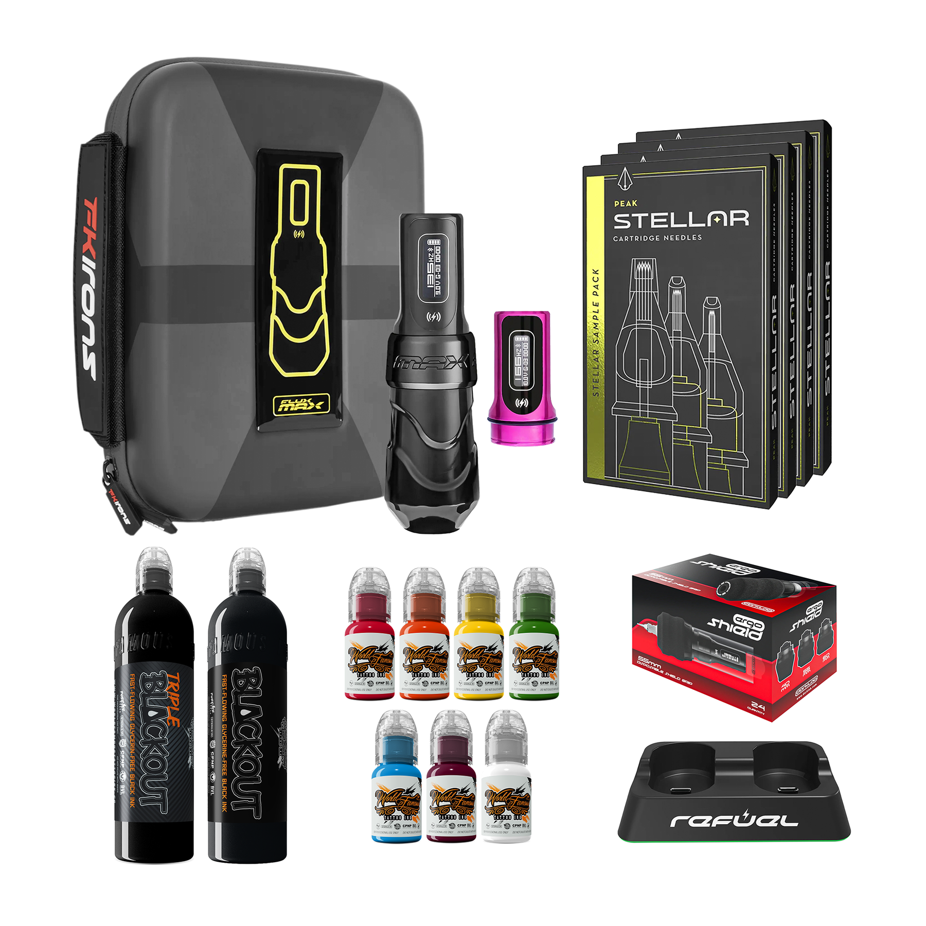 FK Irons Flux Max Pro Bundle With PowerBolt Batteries – Pick Color and Stroke Length