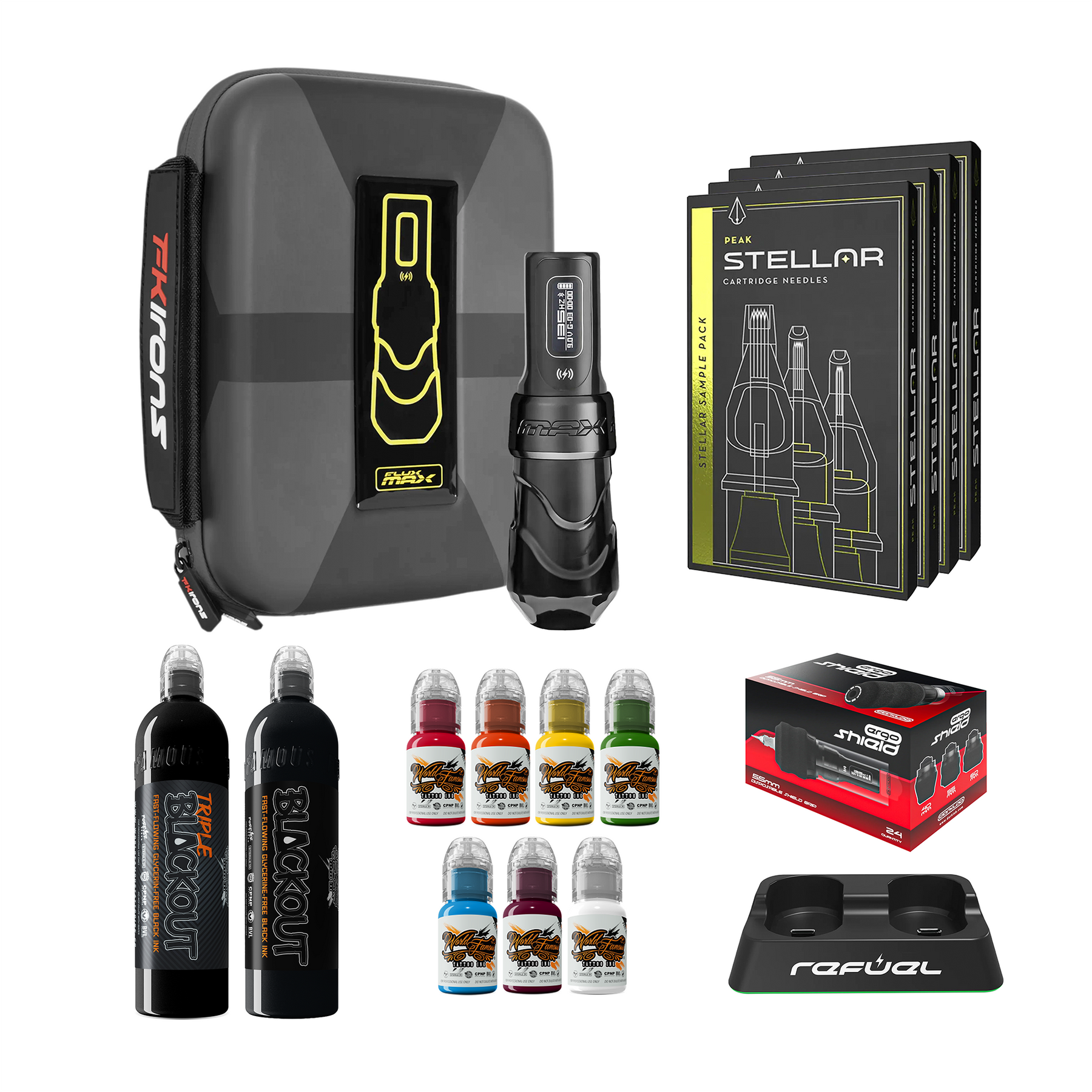 FK Irons Flux Max Pro Bundle With PowerBolt Batteries – Pick Color and Stroke Length