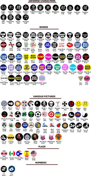 14g 5/8" Mixed 8mm Logo Tongue Ring Pictures & Words - Price Per 10