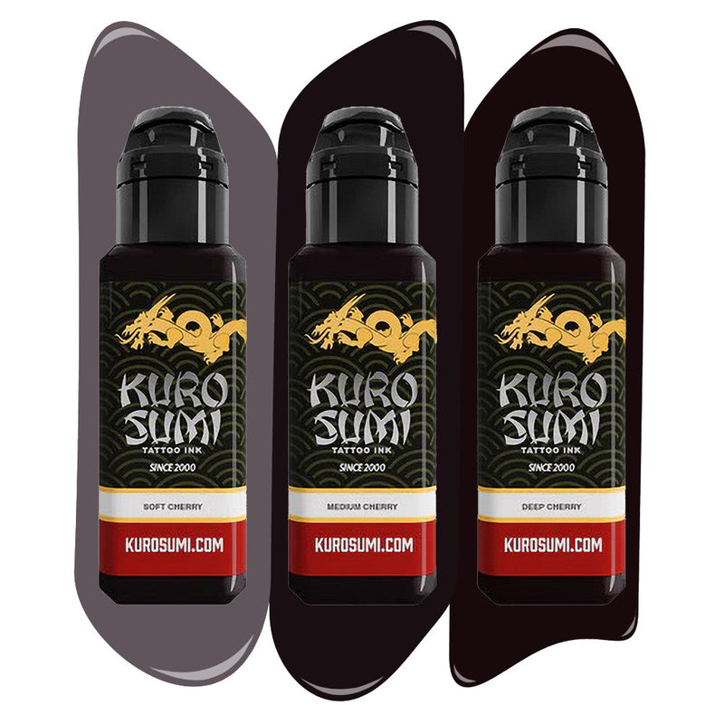 Cherry Lining & Shading Set — Kuro Sumi Tattoo Ink — Pick Size