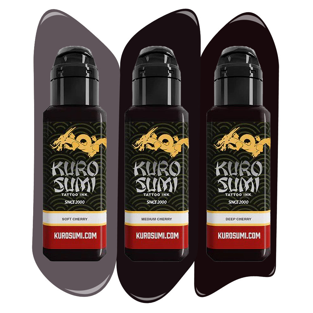 Cherry Lining & Shading Set — Kuro Sumi Tattoo Ink — Pick Size